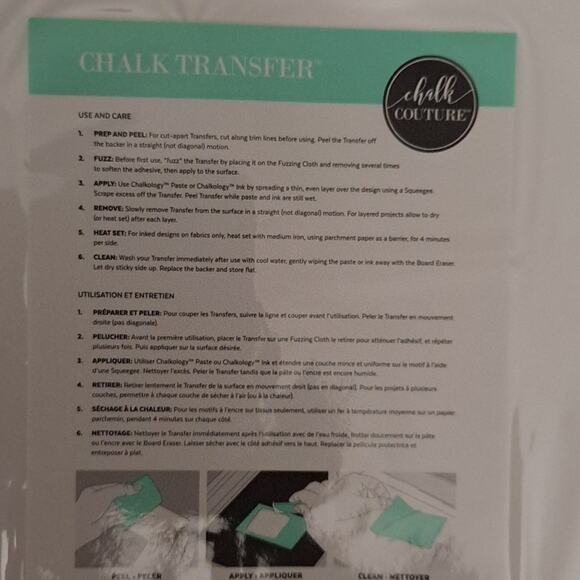 Chalk Couture Transfer Reusable NWT - Picture 3 of 4